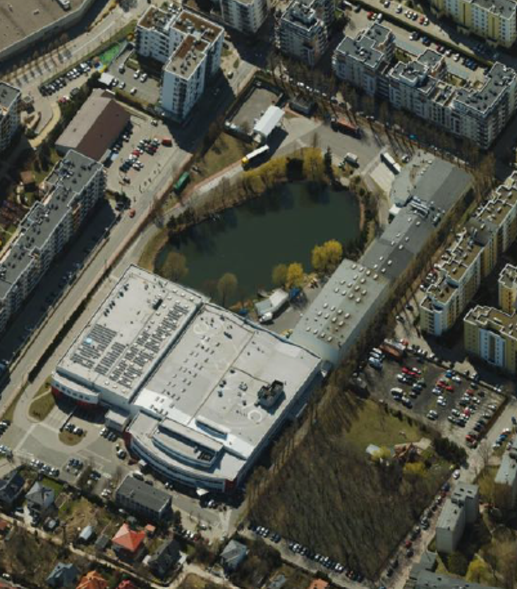 The site today, aerial